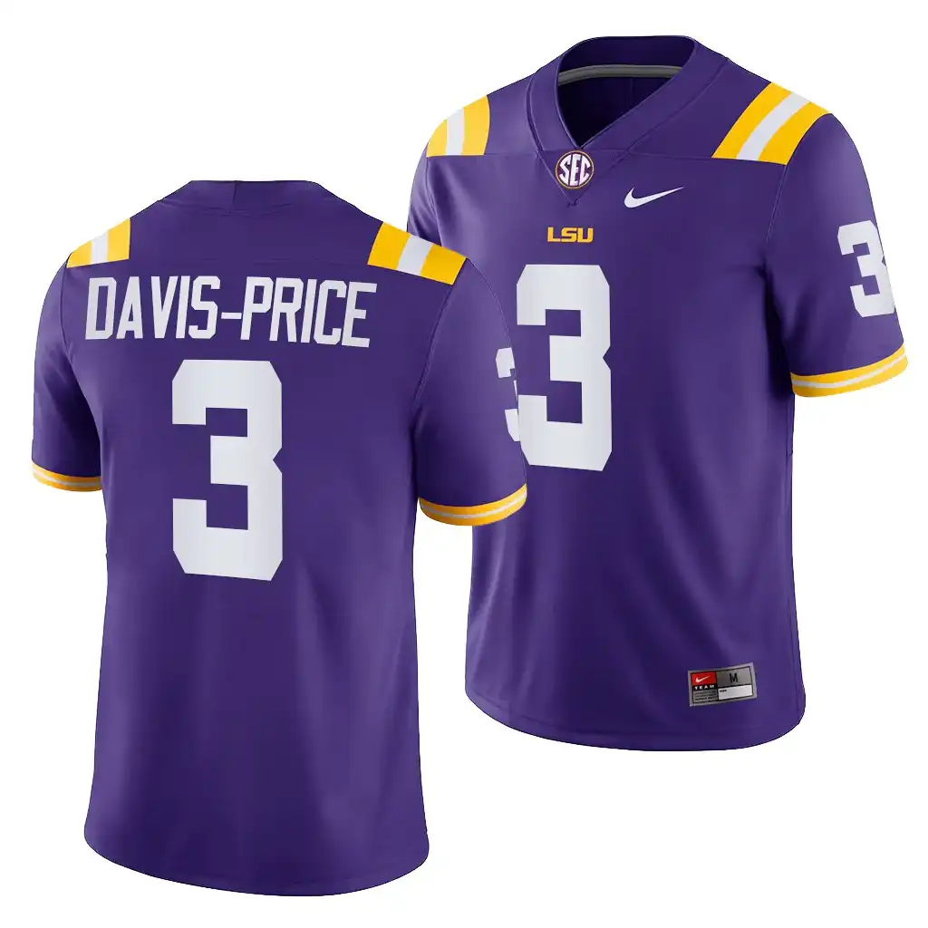 Men's LSU Tigers Tyrion Davis-Price #3 2021-22 Purple Game NCAA Football Jersey